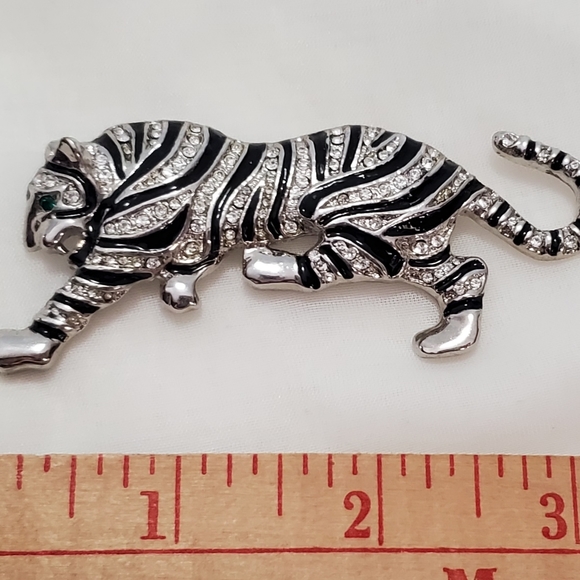 VTG Leopard Rhinestone Studded  Brooch - Picture 6 of 6